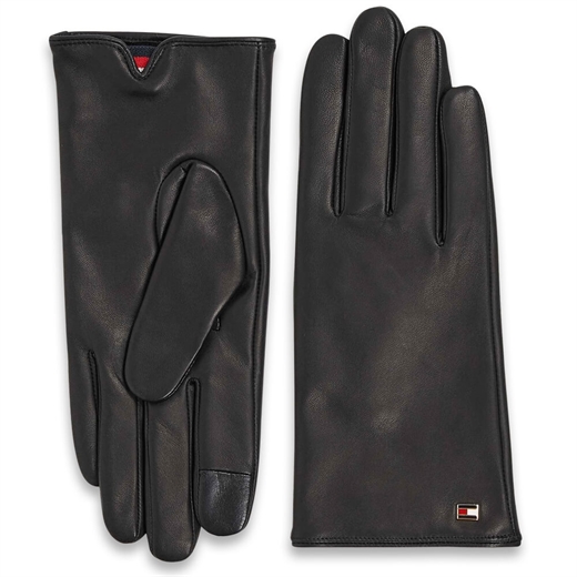 Tommy Hilfiger - ESSENTIAL FLAG LEATHER GLOVES - Black