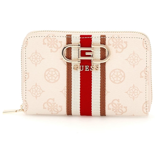 Guess - Nelka SLG Medium ZIP Around Wallet - Cream Logo